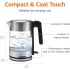 Basics Electric Kettle with Glass Carafe for Tea and Coffee, BPA-Free, Fast Boiling, Auto Shut-Off, 1.1 Quarts, 1500W, Glass and Steel